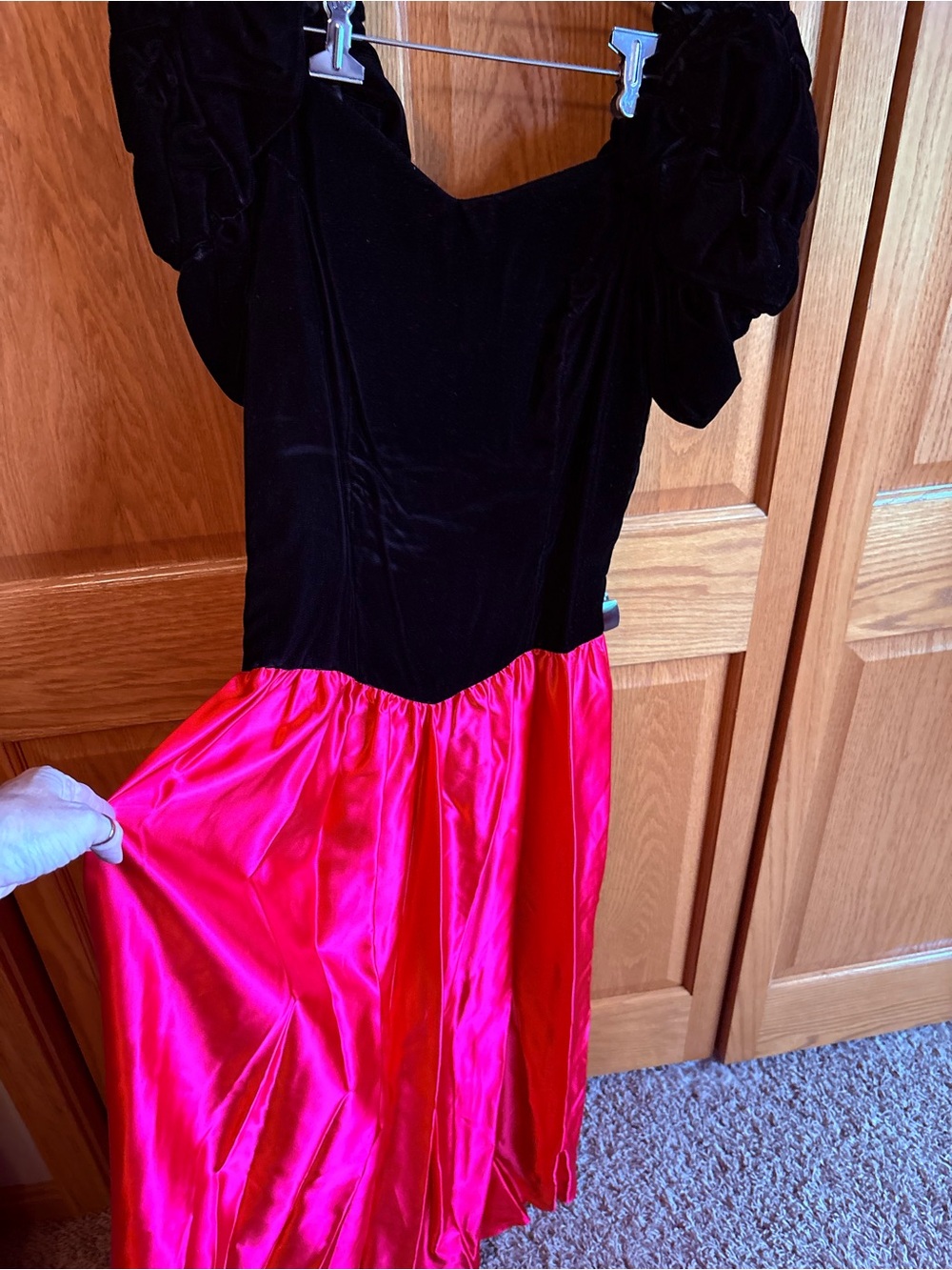 Black & Hot Pink Velvet Bodice Dress